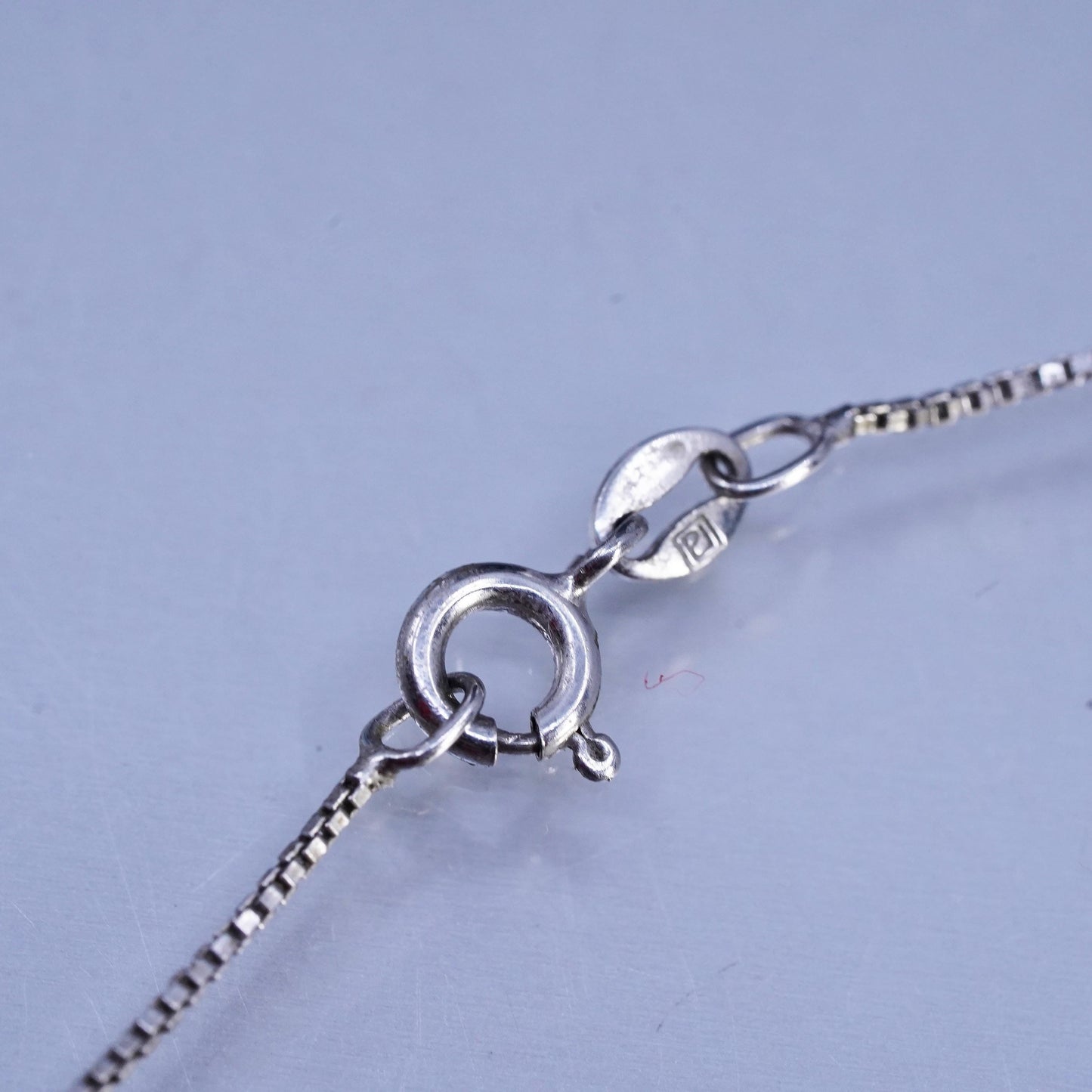 18", Sterling 925 silver box necklace Irish Celtic knot landscape agate pendant
