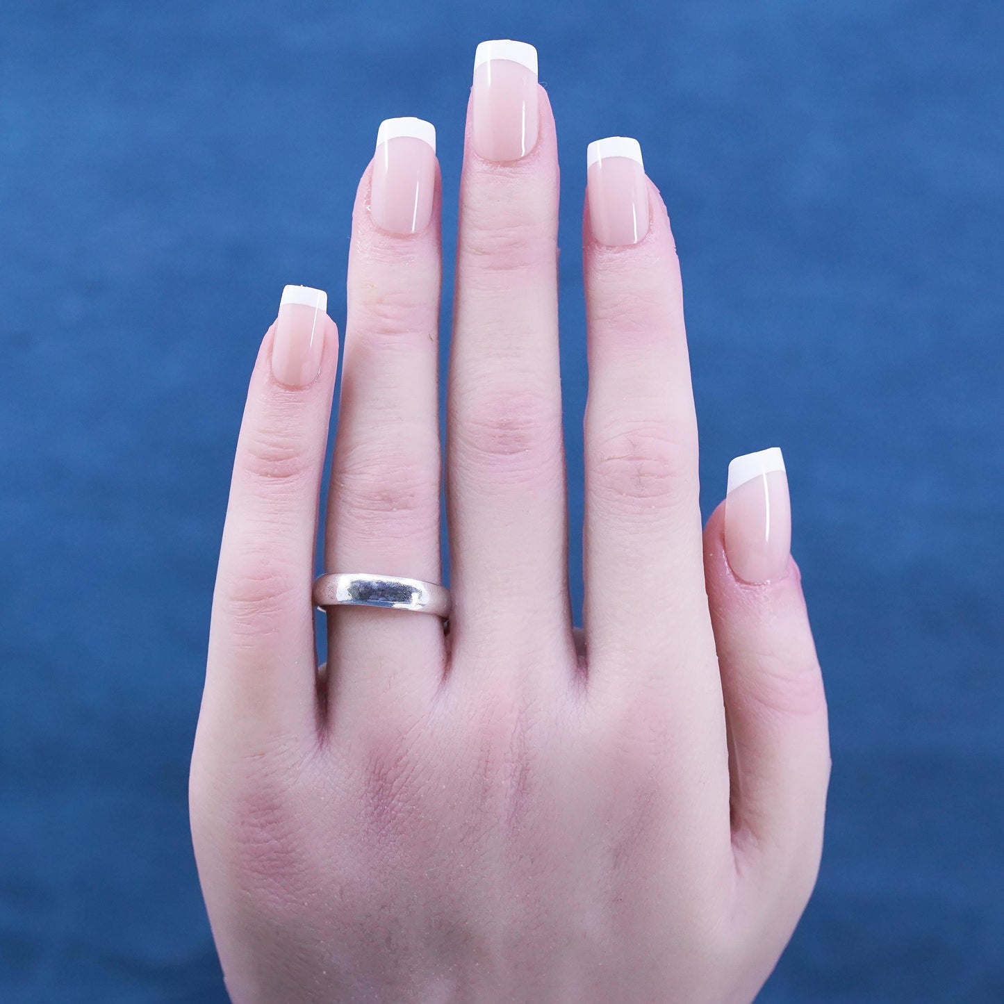 Size 8, vintage Sterling silver handmade ring, 925 wedding band
