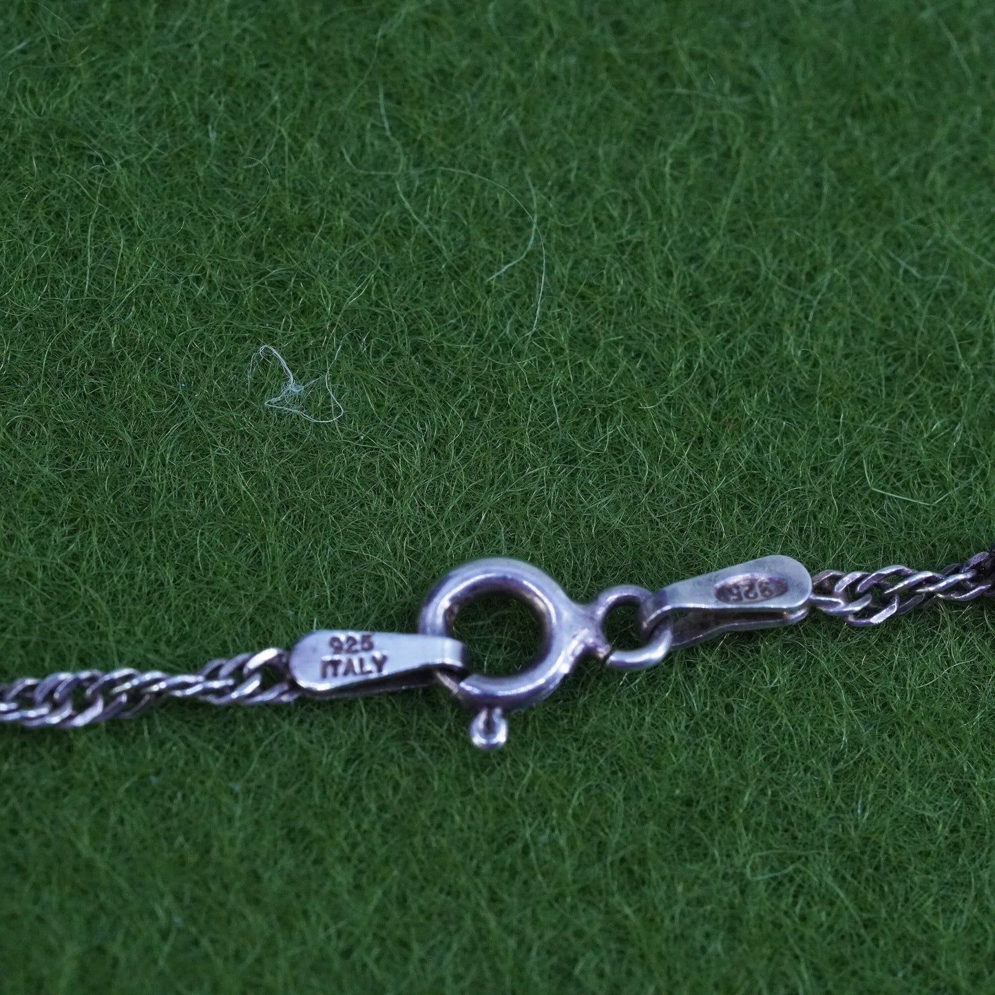 20" Italian sterling silver 925 silver twisted curb chain with beads, necklace