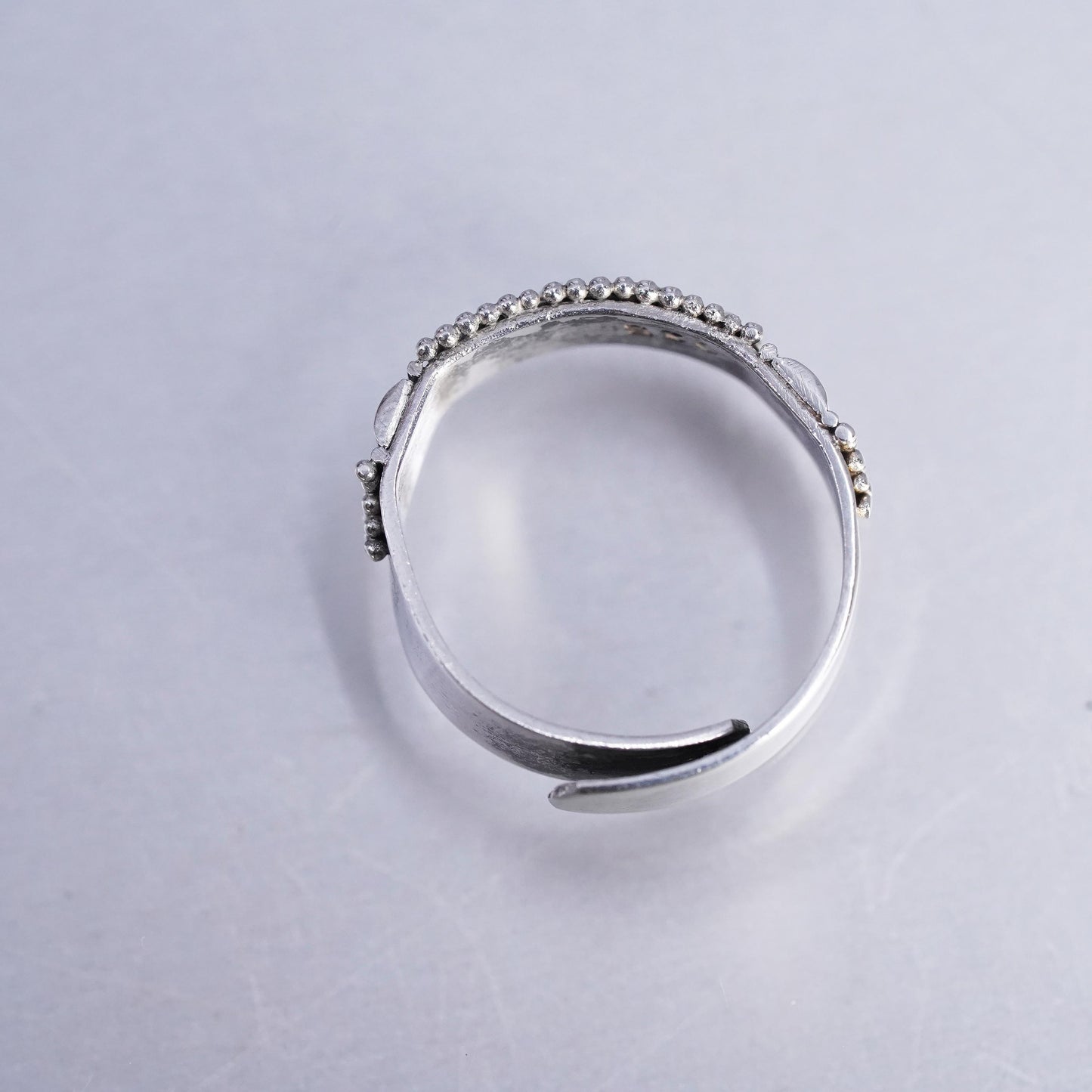 size adjustable, VTG Sterling Silver Handmade Ring, textured 925 Open End Band