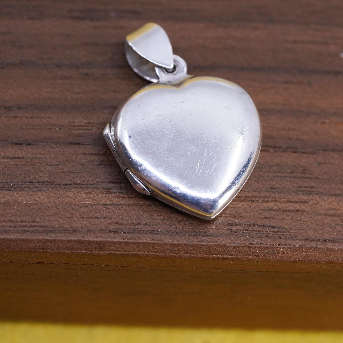 Vintage Sterling silver handmade pendant, 925 heart shaped photo locket