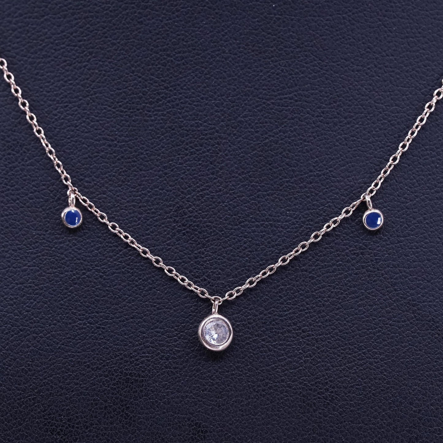 16+2”, vermeil rose gold over Sterling 925 silver necklace cz circle pendant