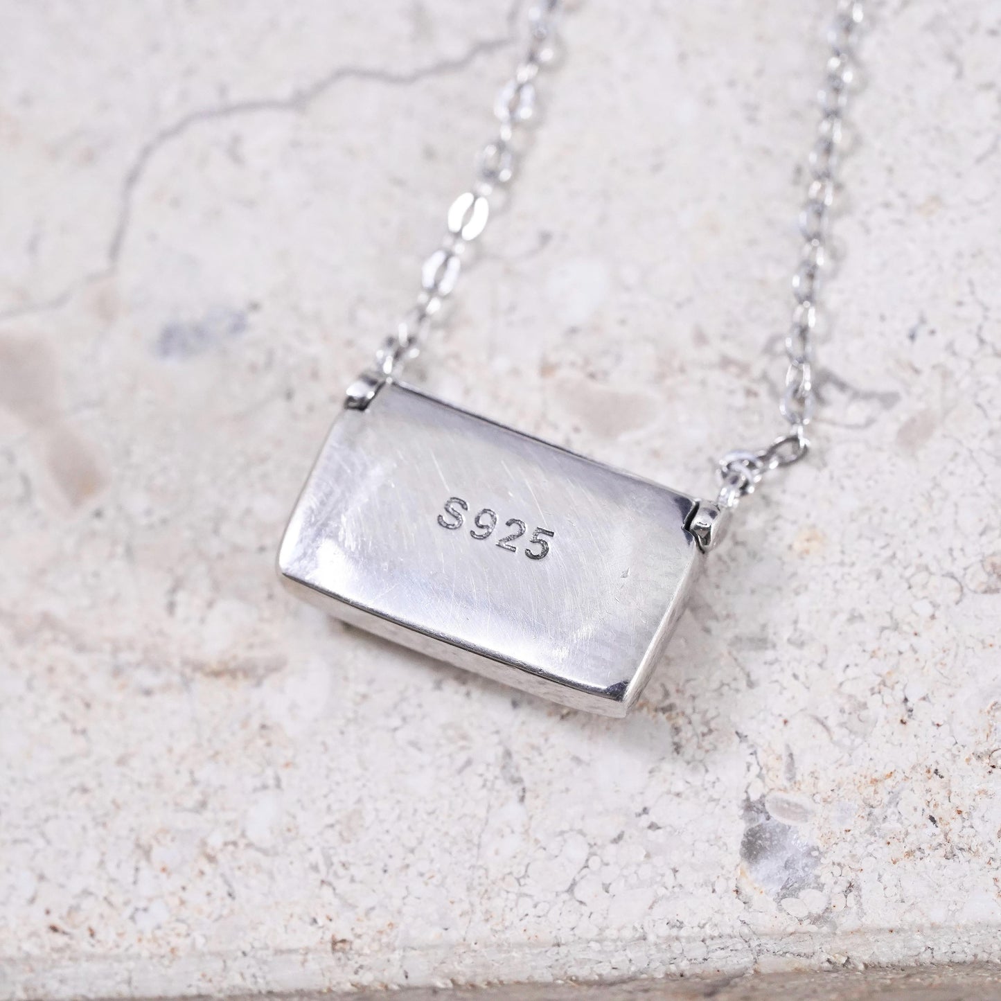 16+2”, Sterling silver necklace, 925 circle chain love letter locket pendant