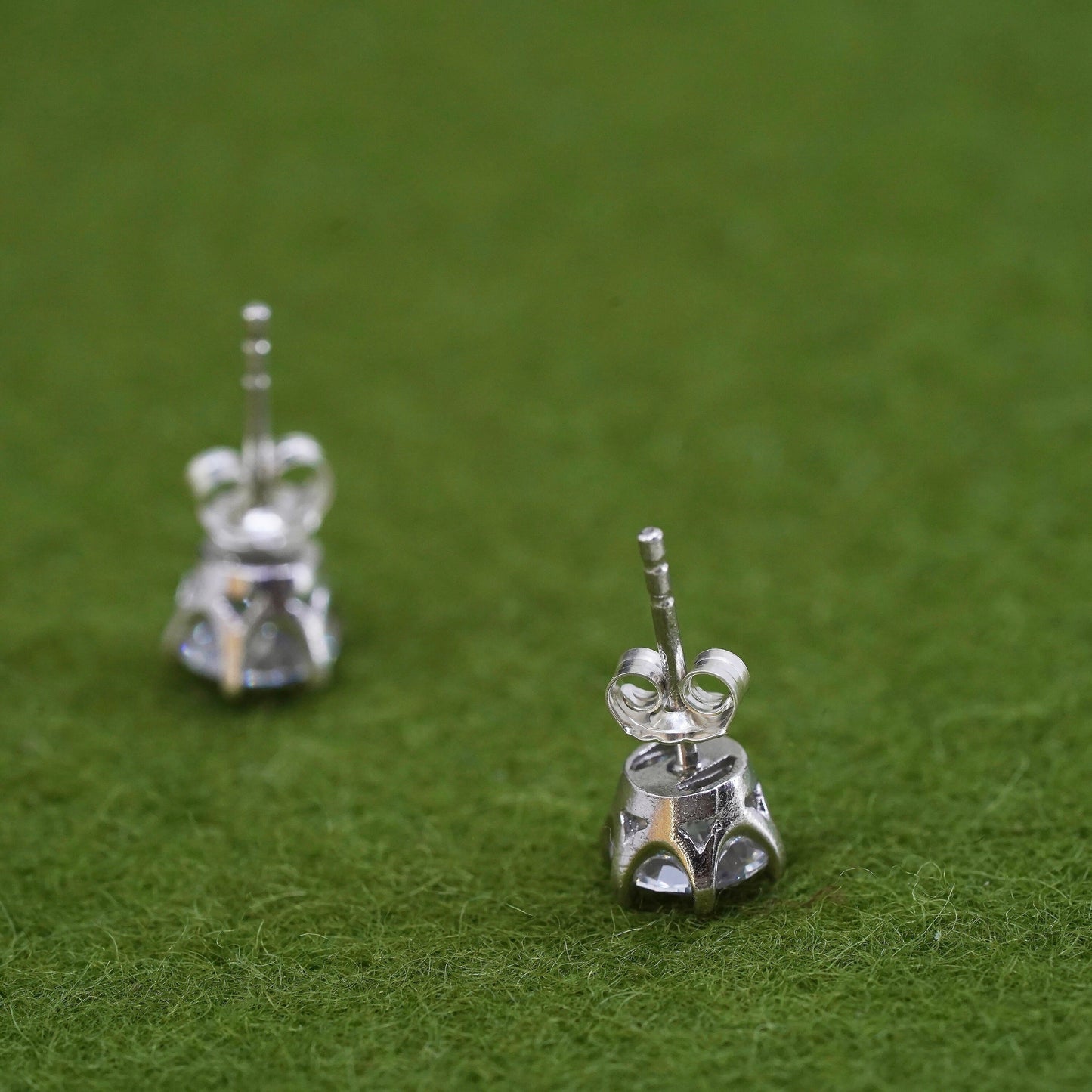 5mm, Vintage sterling silver genuine cz studs, fashion minimalist earrings