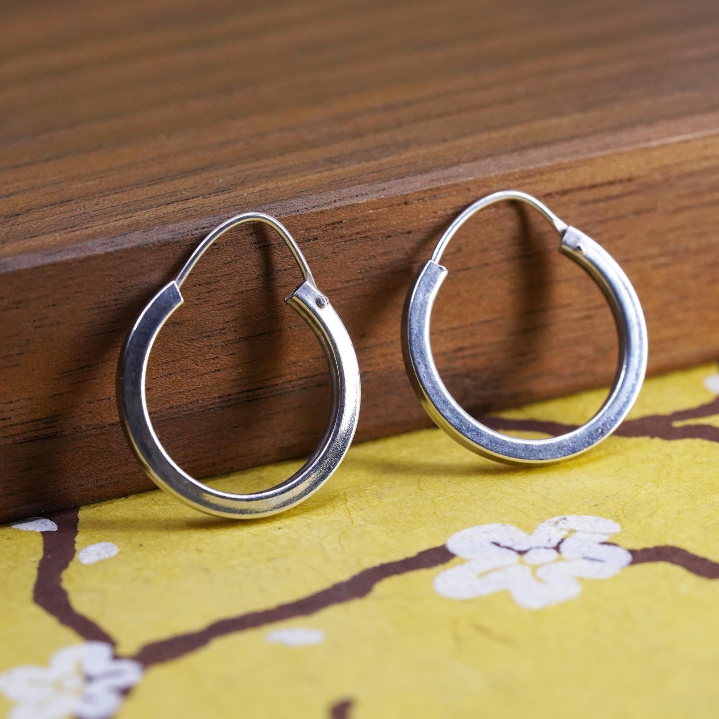 1", vintage Sterling silver handmade earrings, 925 silver hoops