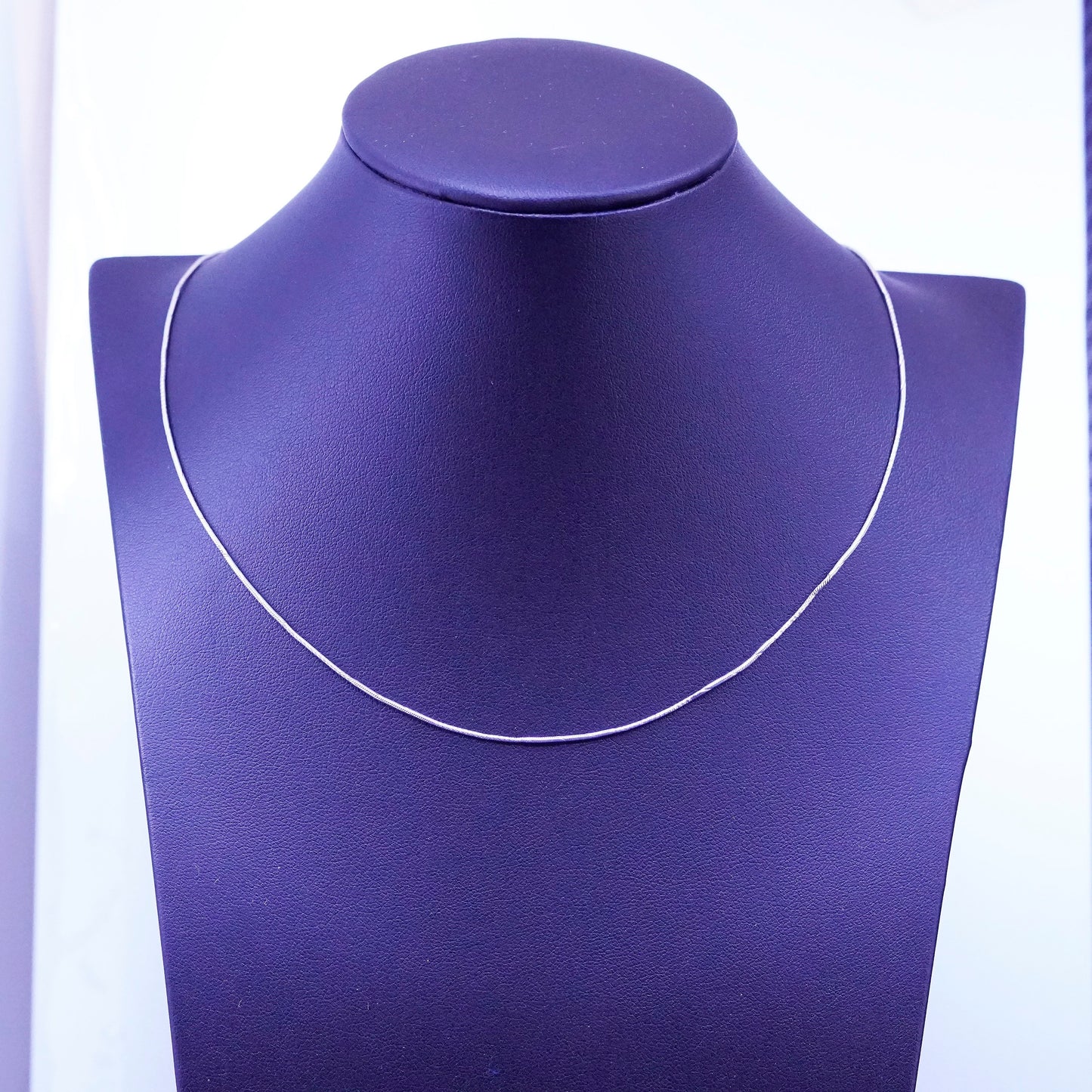 18”, 1mm, vintage Sterling silver handmade necklace, 925 textured snake chain