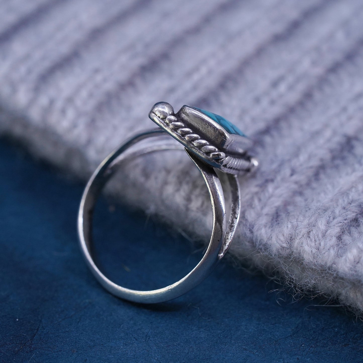 Size 7.5 Native American, southwestern Sterling silver handmade ring turquoise