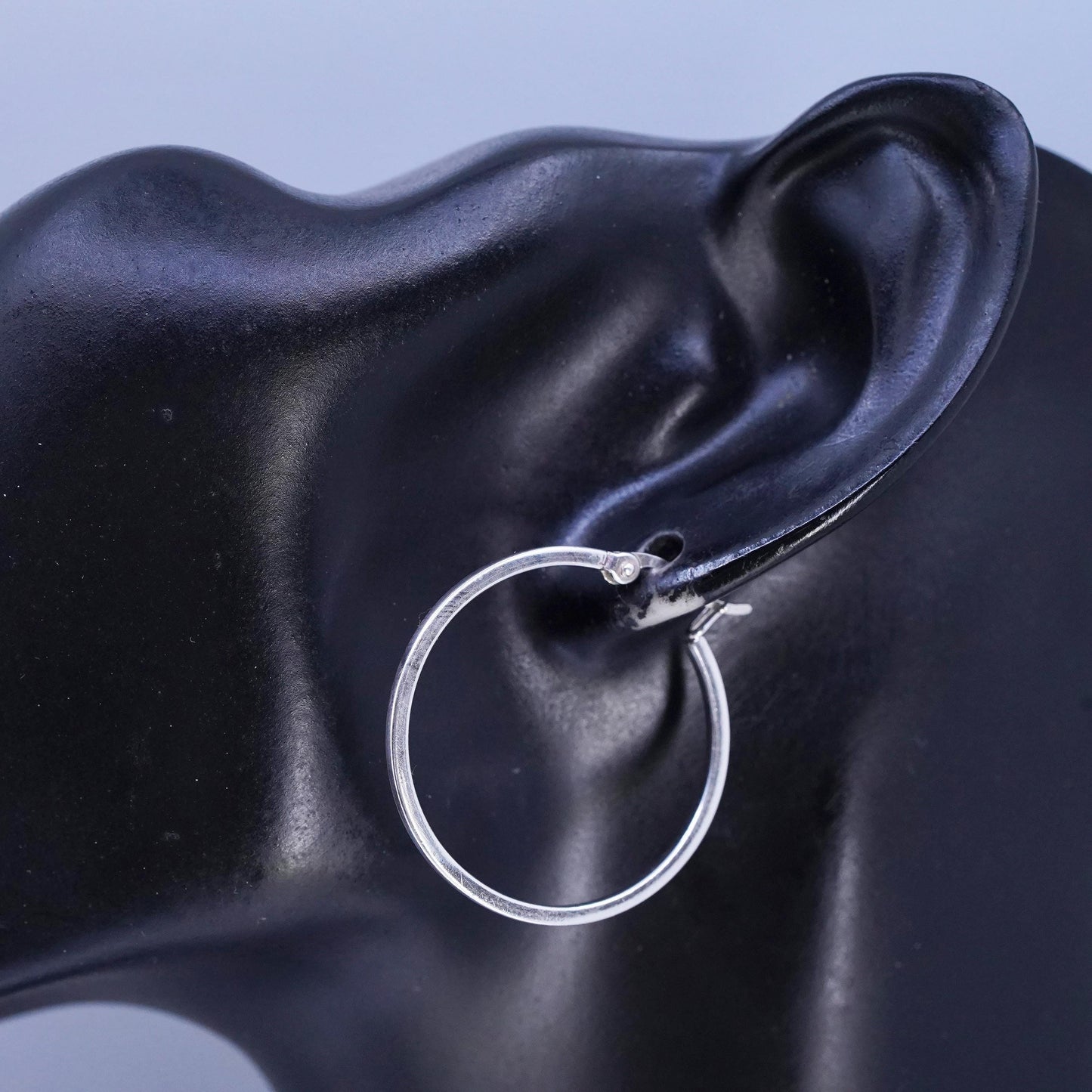 1.25", Vintage Italian 925 Sterling Silver Hoops Earrings, 925 silver huggie