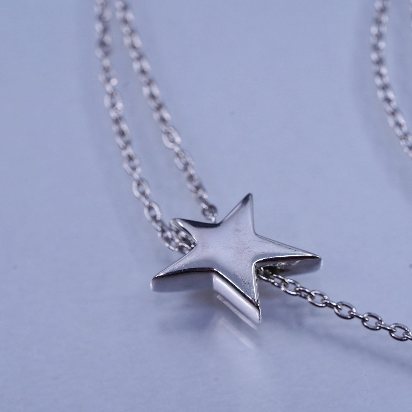 32", vintage Sterling 925 silver extra long necklace star tag live your dreams