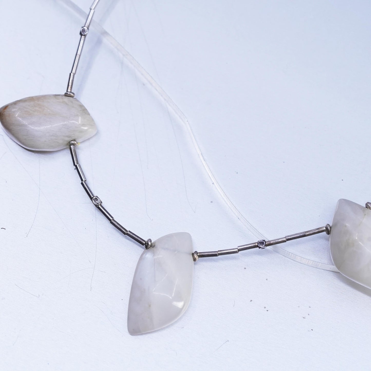 17", vintage southwestern Sterling liquid Silver 925 necklace with agate