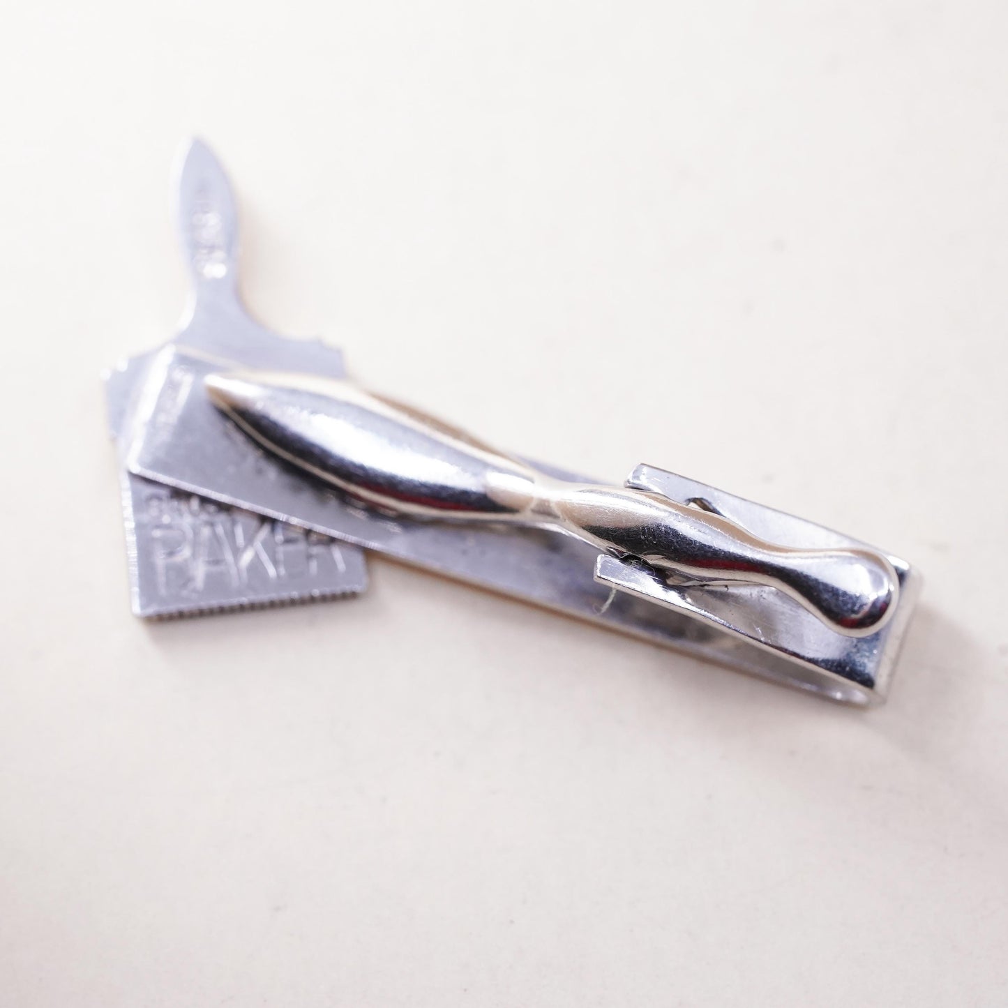 Vintage Baker sterling 925 silver handmade tie clip with paint brush