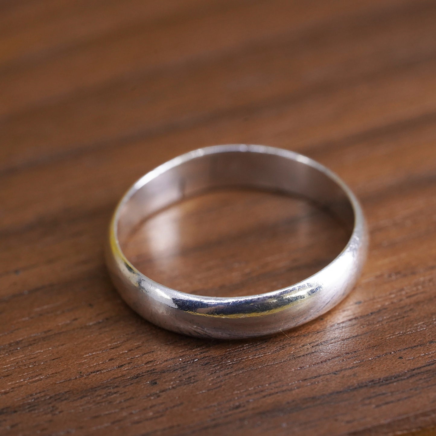 size 8, vintage Sterling silver handmade ring, 925 wedding band