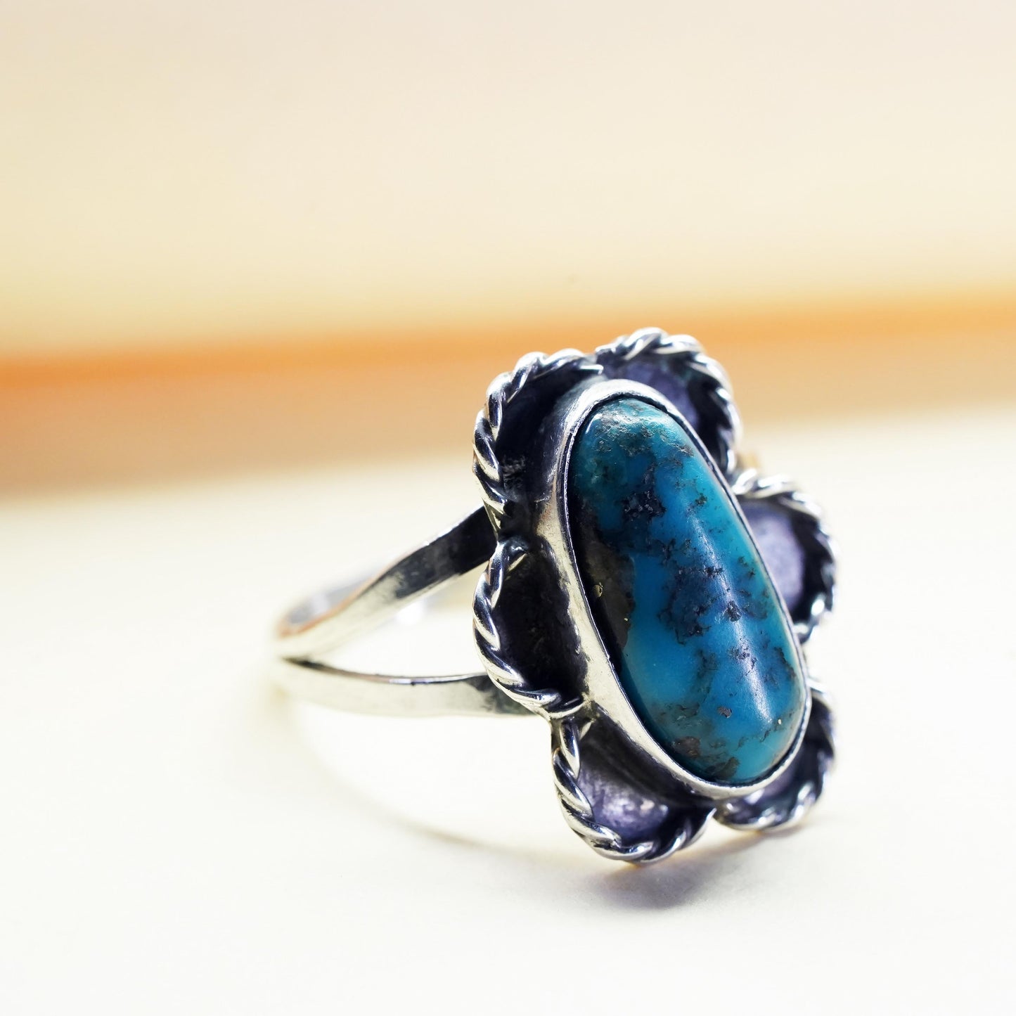 Size 9.5 Native American sterling 925 silver ring with turquoise, southwestern