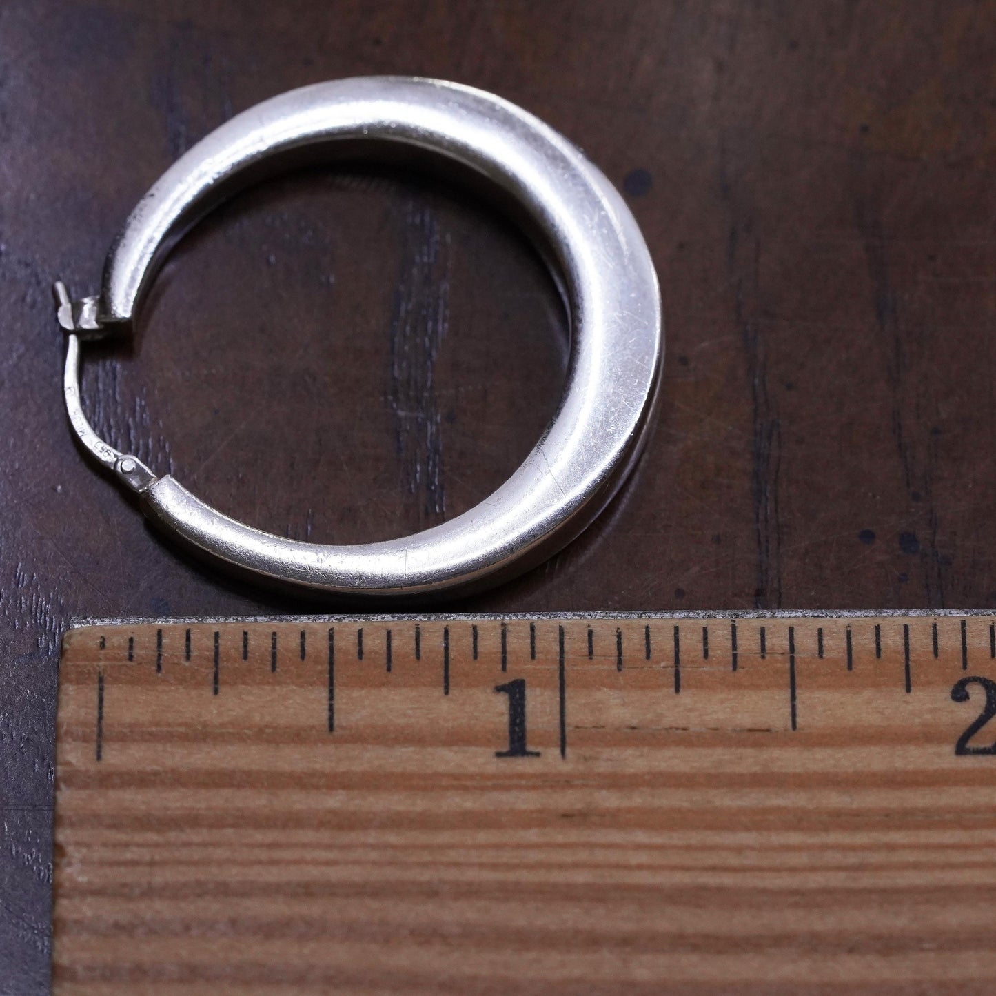1.25", Vintage Italian Milor sterling silver 950 single 1 earring, square hoop