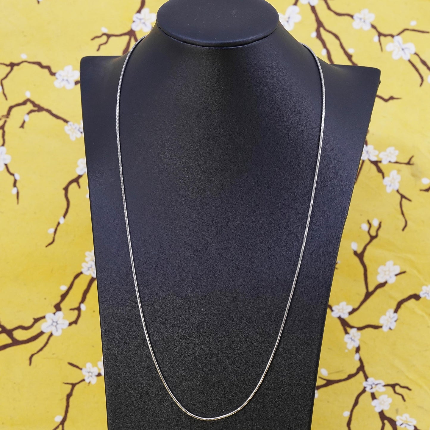 24" 1mm, vintage Sterling silver adjustable necklace, Italy 925 snake chain