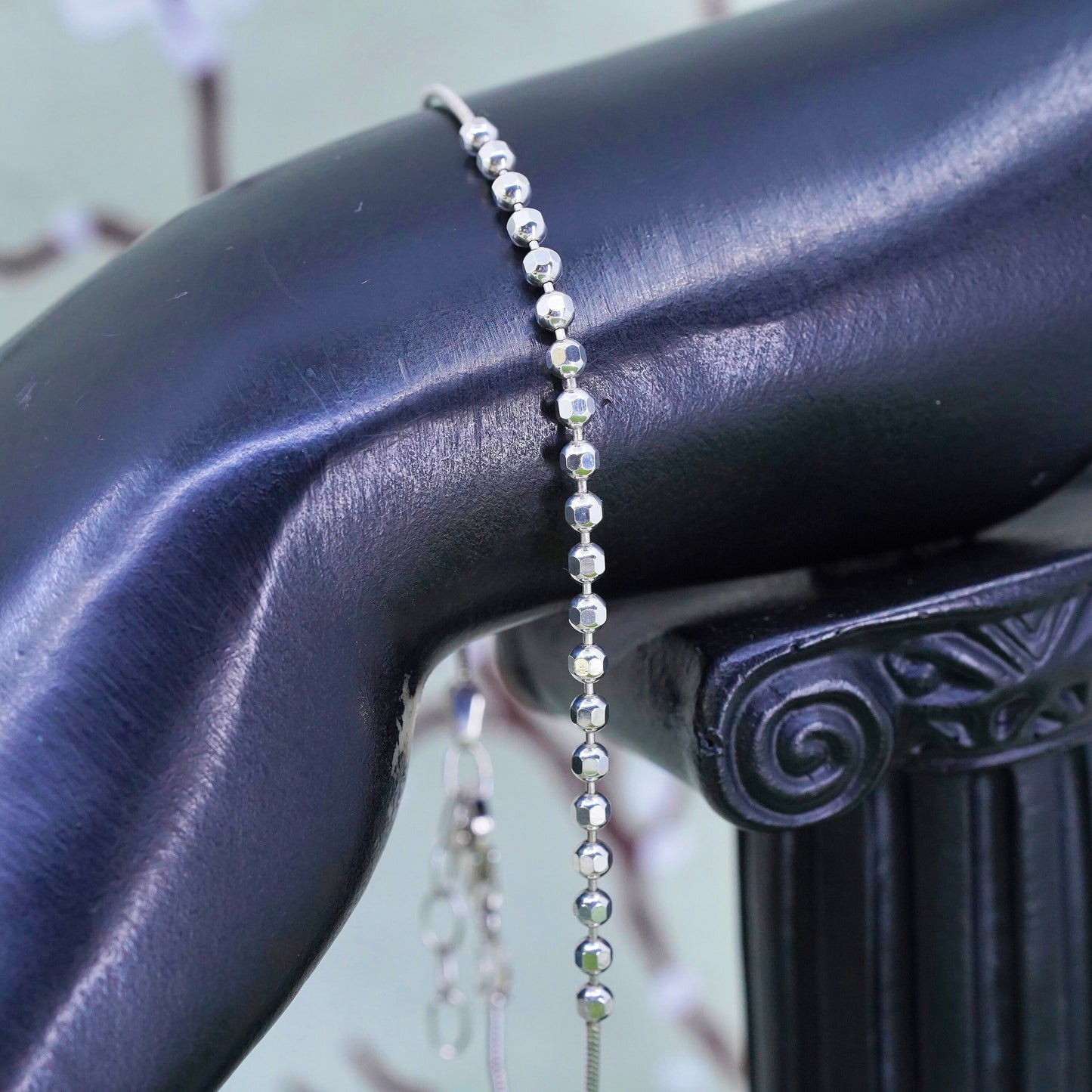 9+1” 1mm, Vintage sterling silver bracelet, 925 snake chain anklet 3mm beads