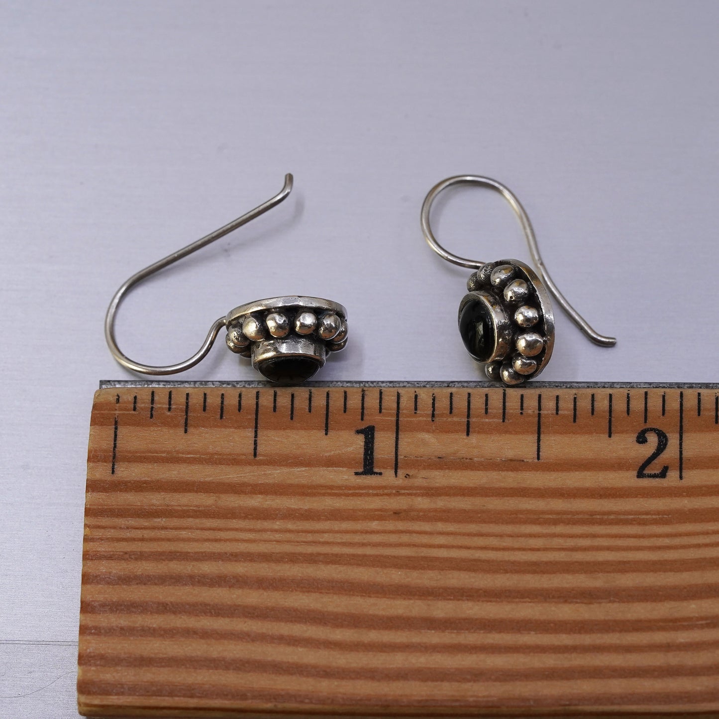 Vintage Sterling 925 silver handmade earrings with onyx and beads