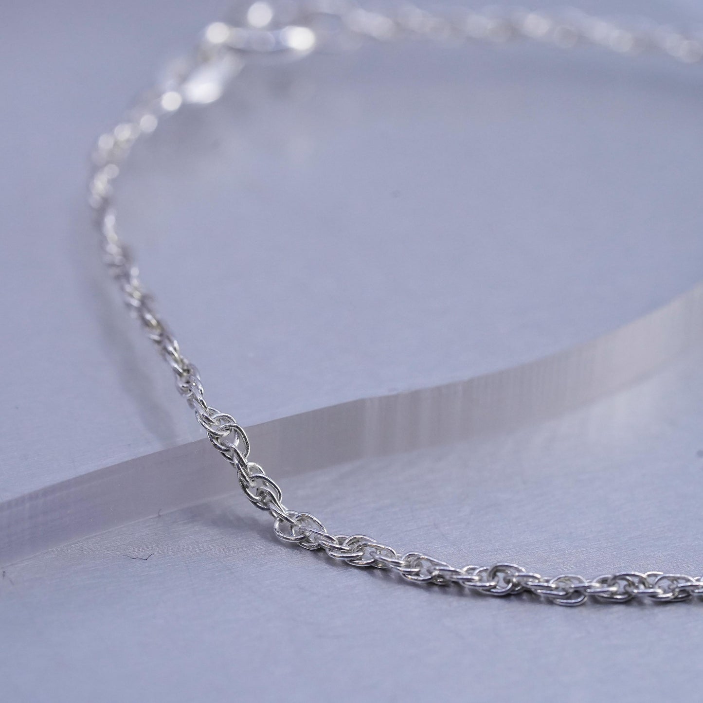 7.25" 2mm, vintage Sterling 925 silver bracelet, Singapore rope chain