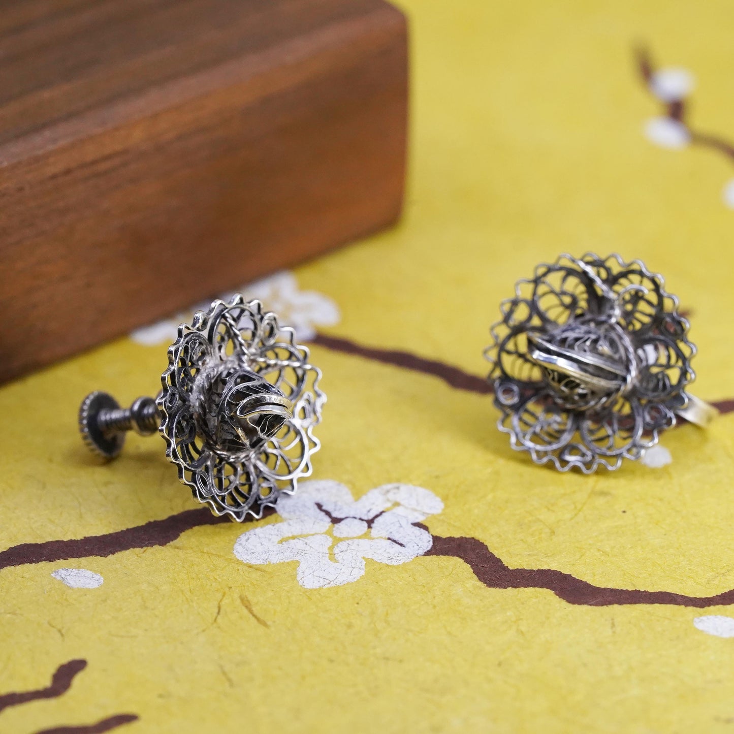 Mexican Sterling silver earrings, southwestern 925 sombrero hat screw back