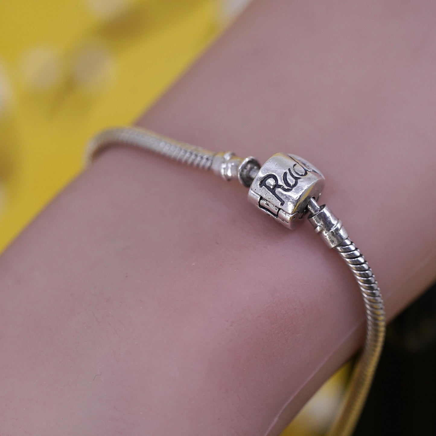 7.5", vintage Silver Rado sterling silver snake charm bracelet