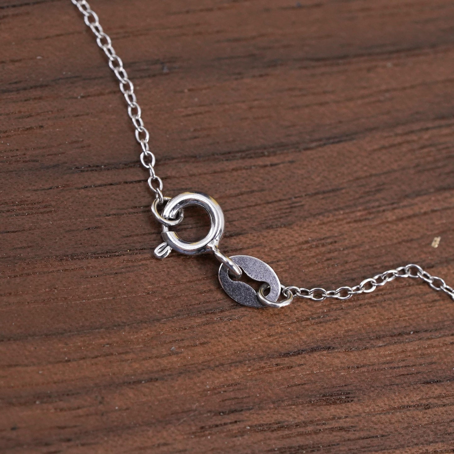18", VTG sterling silver handmade necklace, 925 circle chain 10mm black pearl