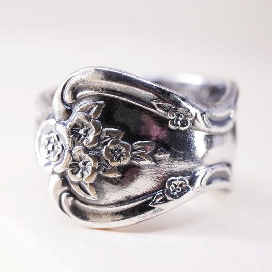Size 7.75, vintage Original Rogers Sterling silver spoon ring 925 textured band