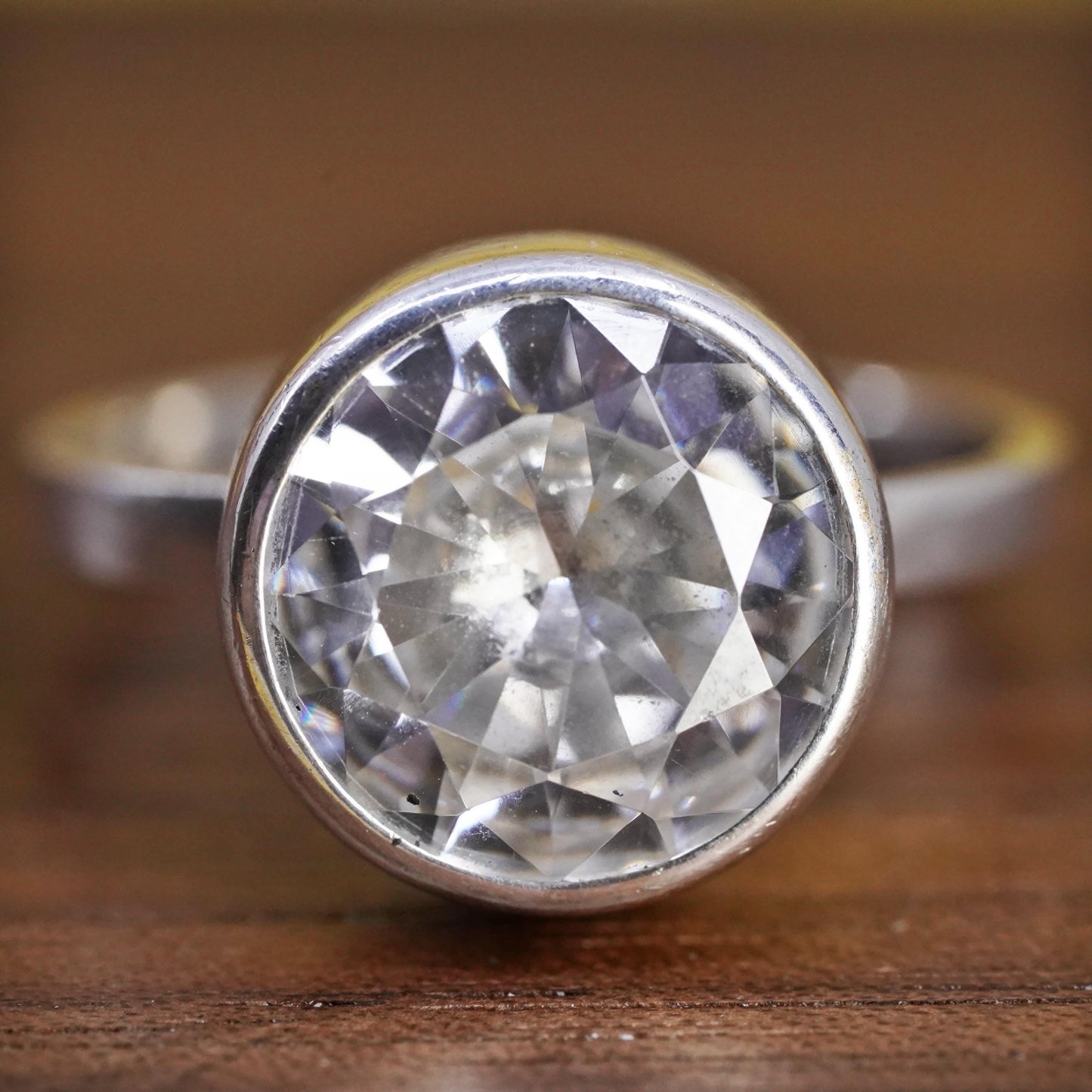 Size 9, Silpada Sterling 925 Silver Cubic Zirconia Center Stack Ring