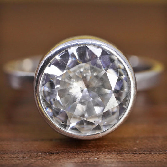 Size 9, Silpada Sterling 925 Silver Cubic Zirconia Center Stack Ring