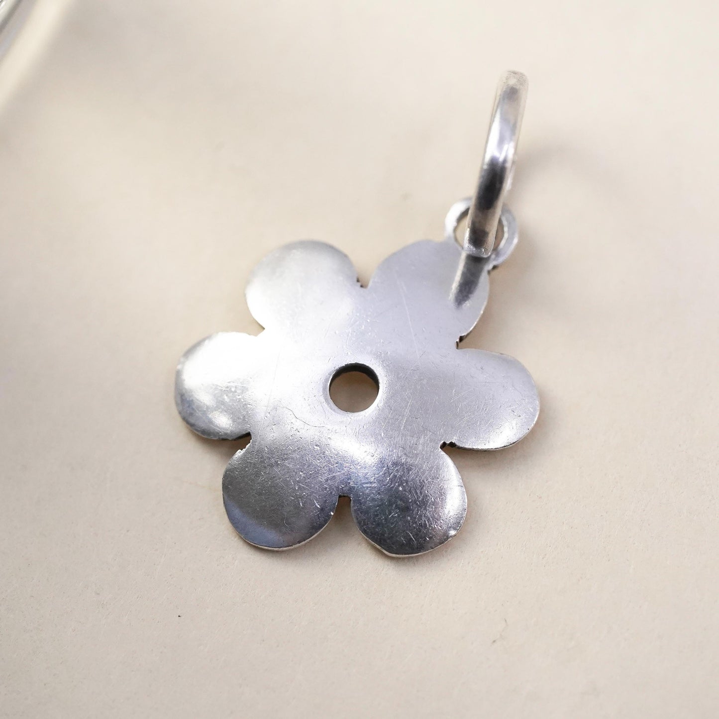Vintage Sterling silver handmade pendant, 925 silver flower