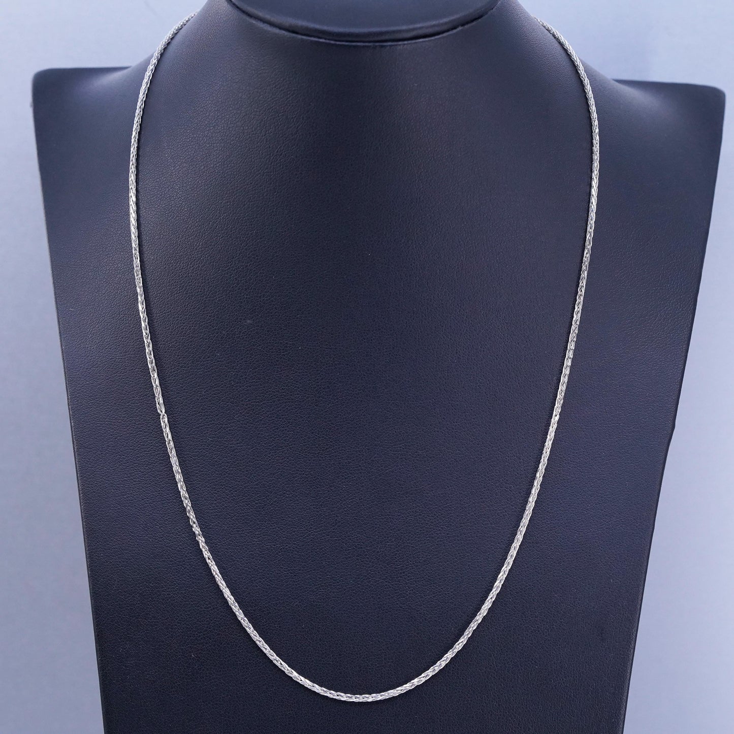 20” 2mm, vintage Mexican Sterling 925 silver handmade wheat chain necklace