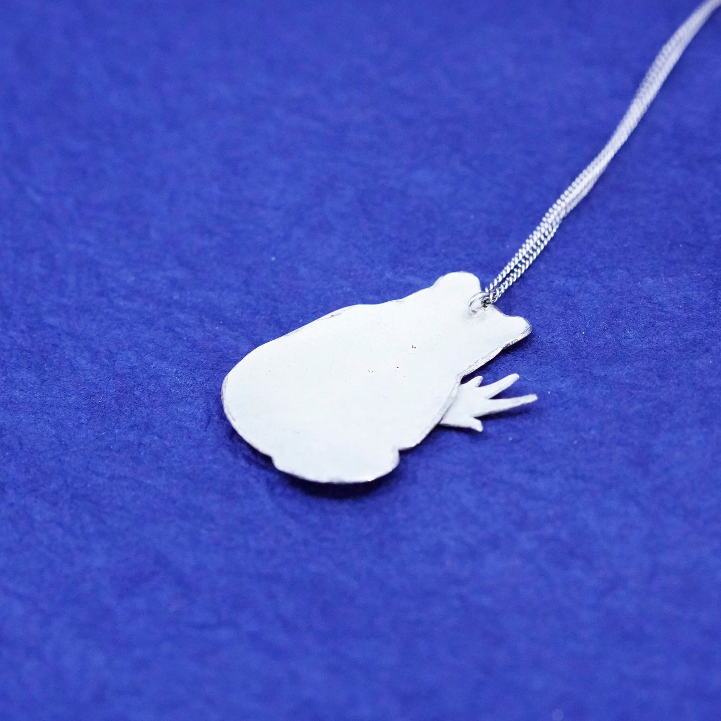 16+4”, sterling silver handmade necklace, 925 curb chain enamel panda pendant