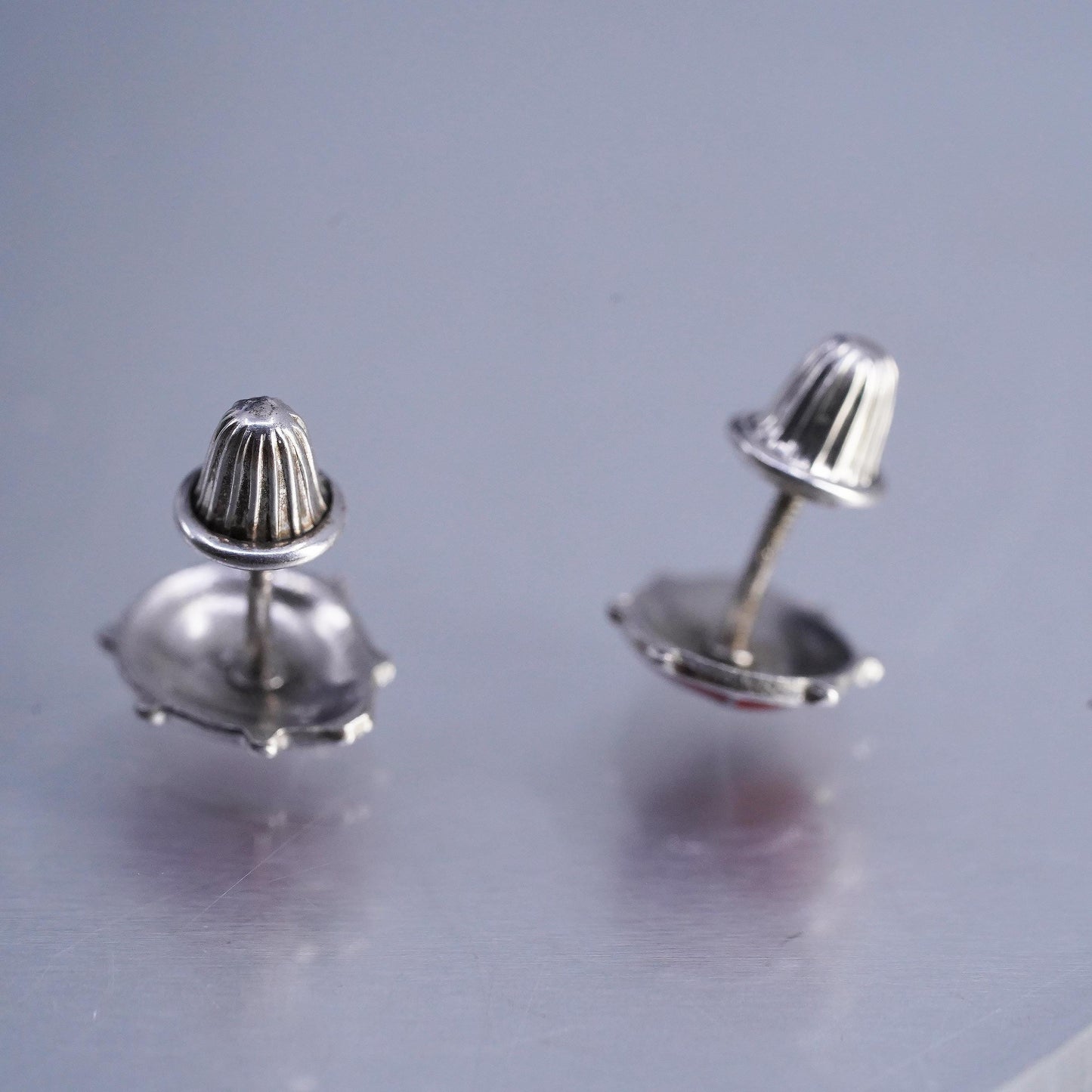 Vintage Sterling 925 silver enamel ladybug earrings, studs