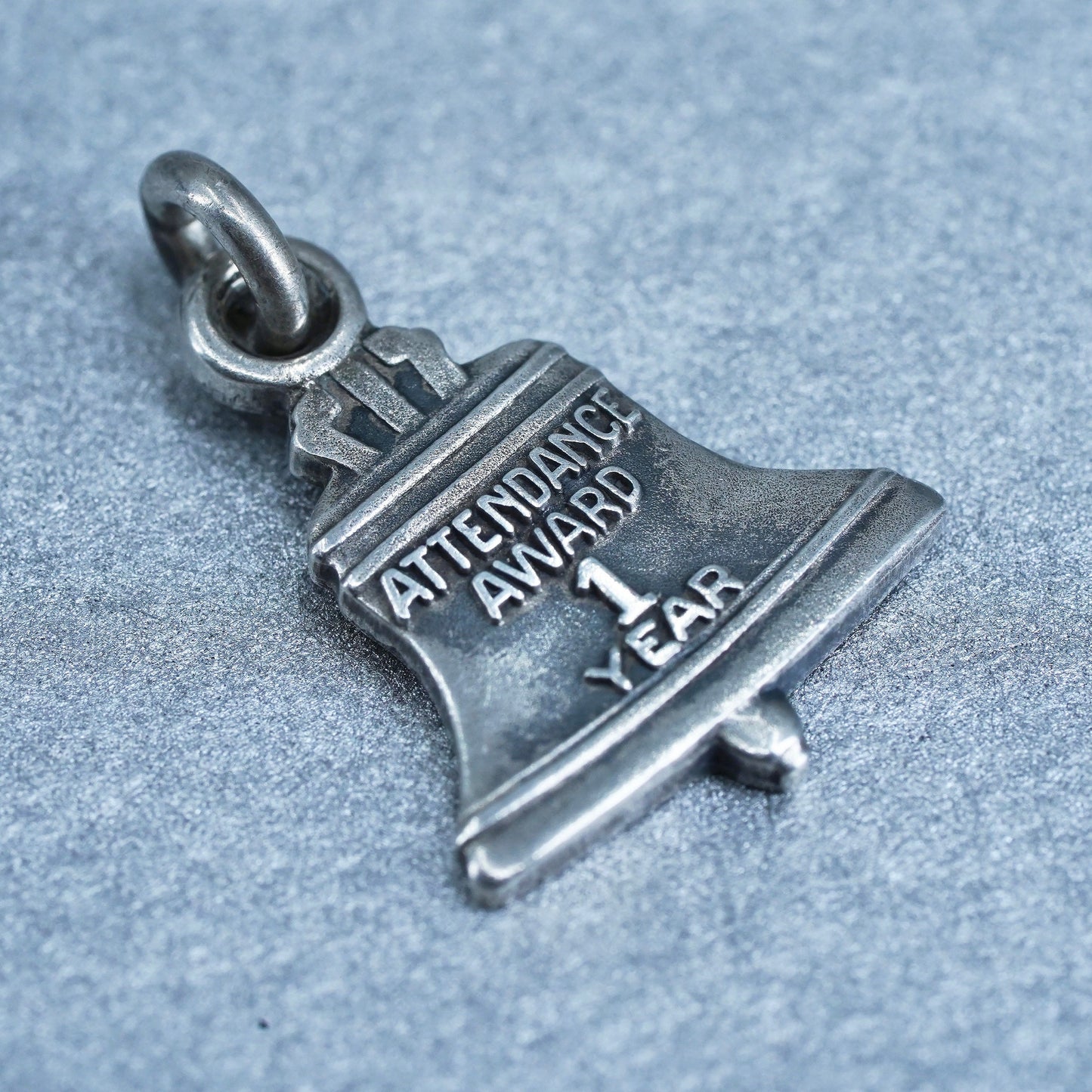 Sterling silver handmade 925 bell telephone attendance award charm pendant