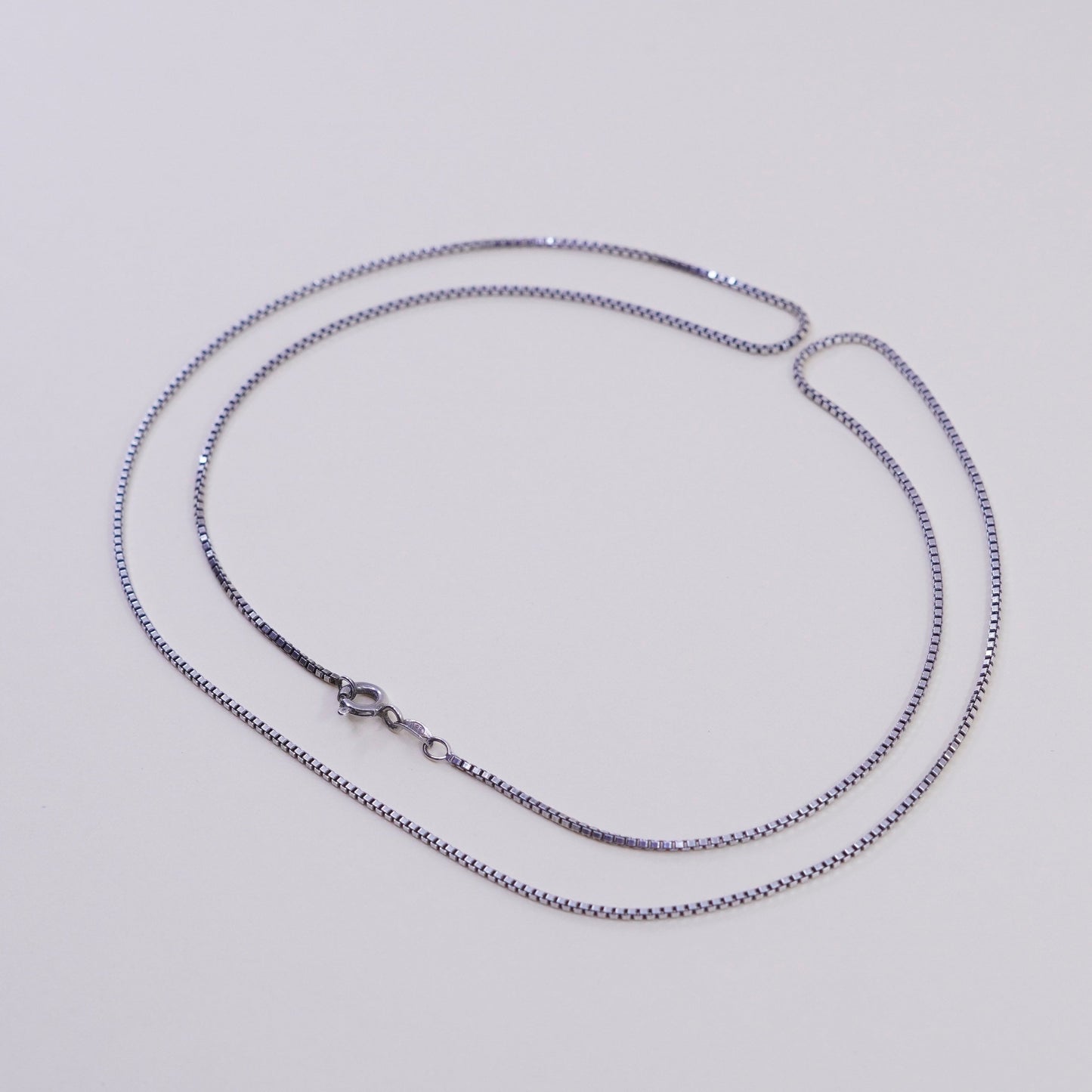 24”, 1mm, Vintage Italian sterling 925 silver box chain, made in Italy chain, stamped 925