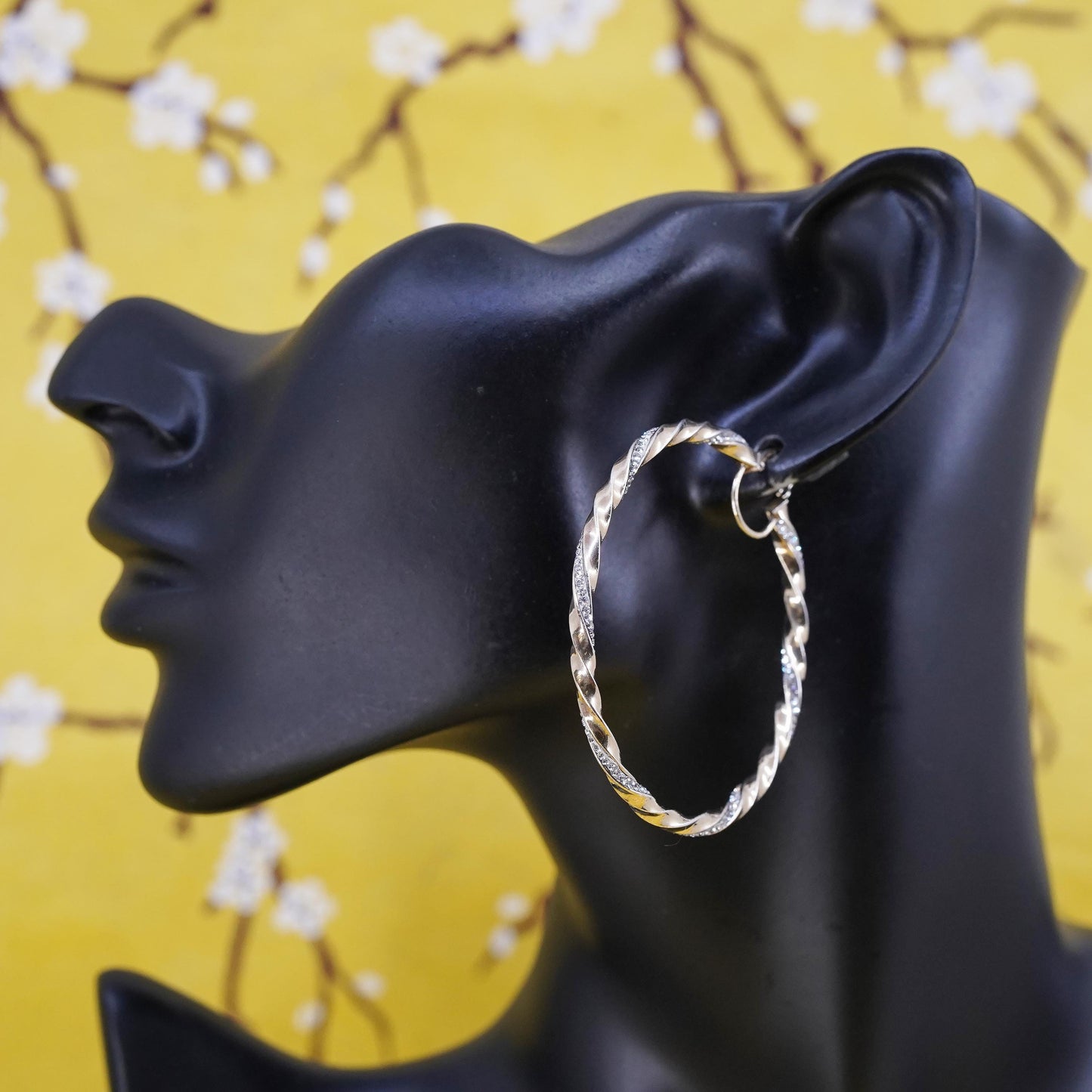 2", Italian vermeil gold over Sterling silver earrings, twisted huge 925 hoops