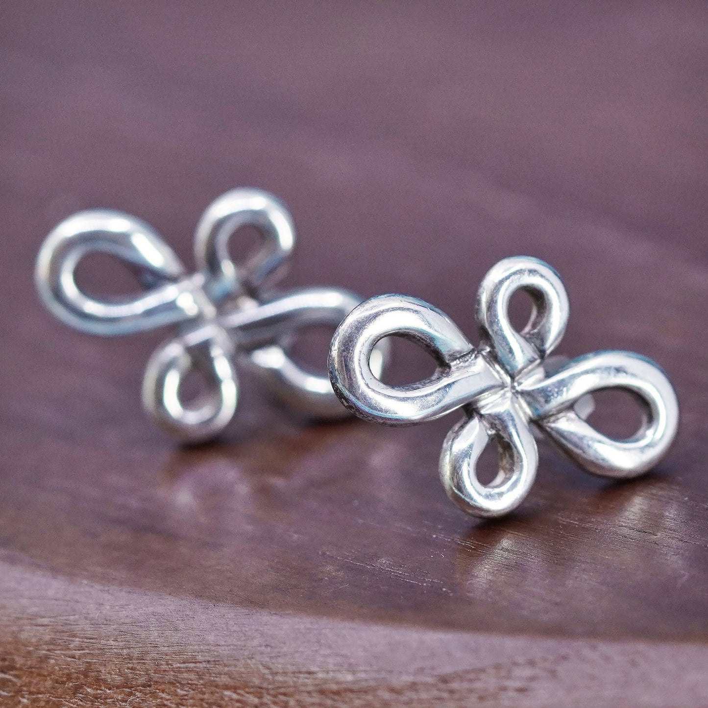 Vintage Sterling silver handmade earrings, 925 cross studs