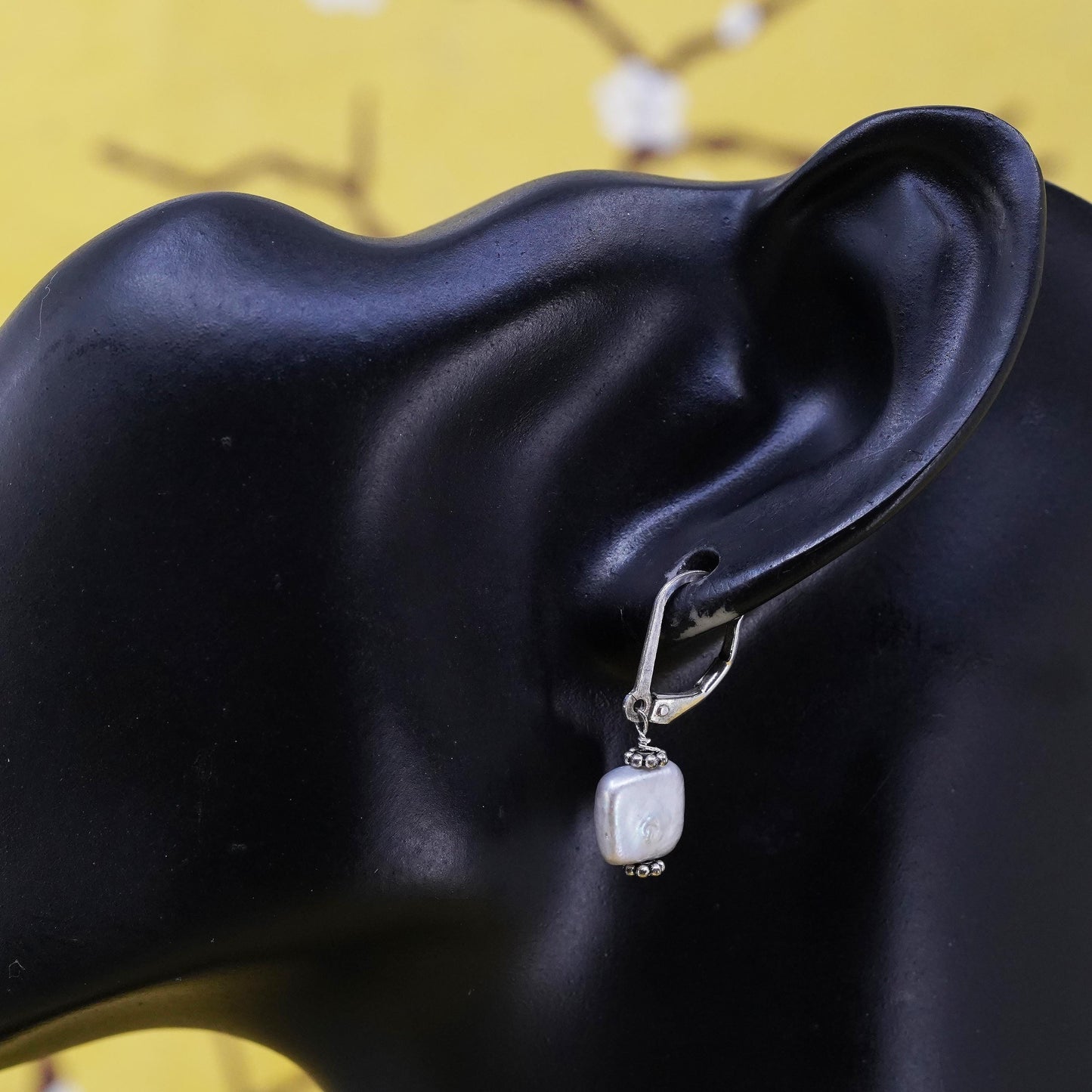 Vintage Sterling 925 silver handmade earrings pearl drops