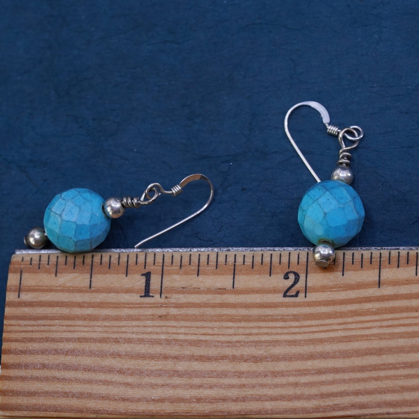 Vintage sterling 925 silver handmade earrings with turquoise beads