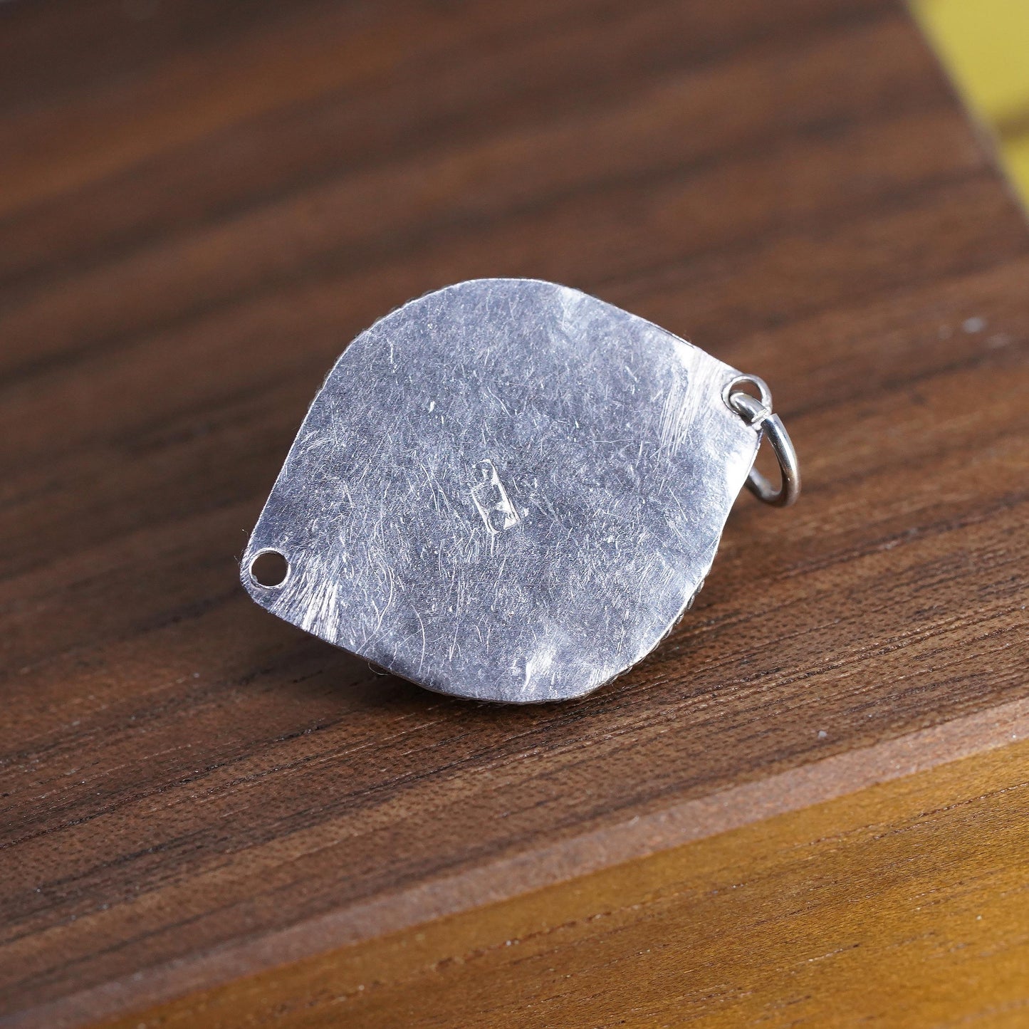 Mexican Sterling Silver Turquoise Pendant, 925 Boho Charm, Oxidized Filigree