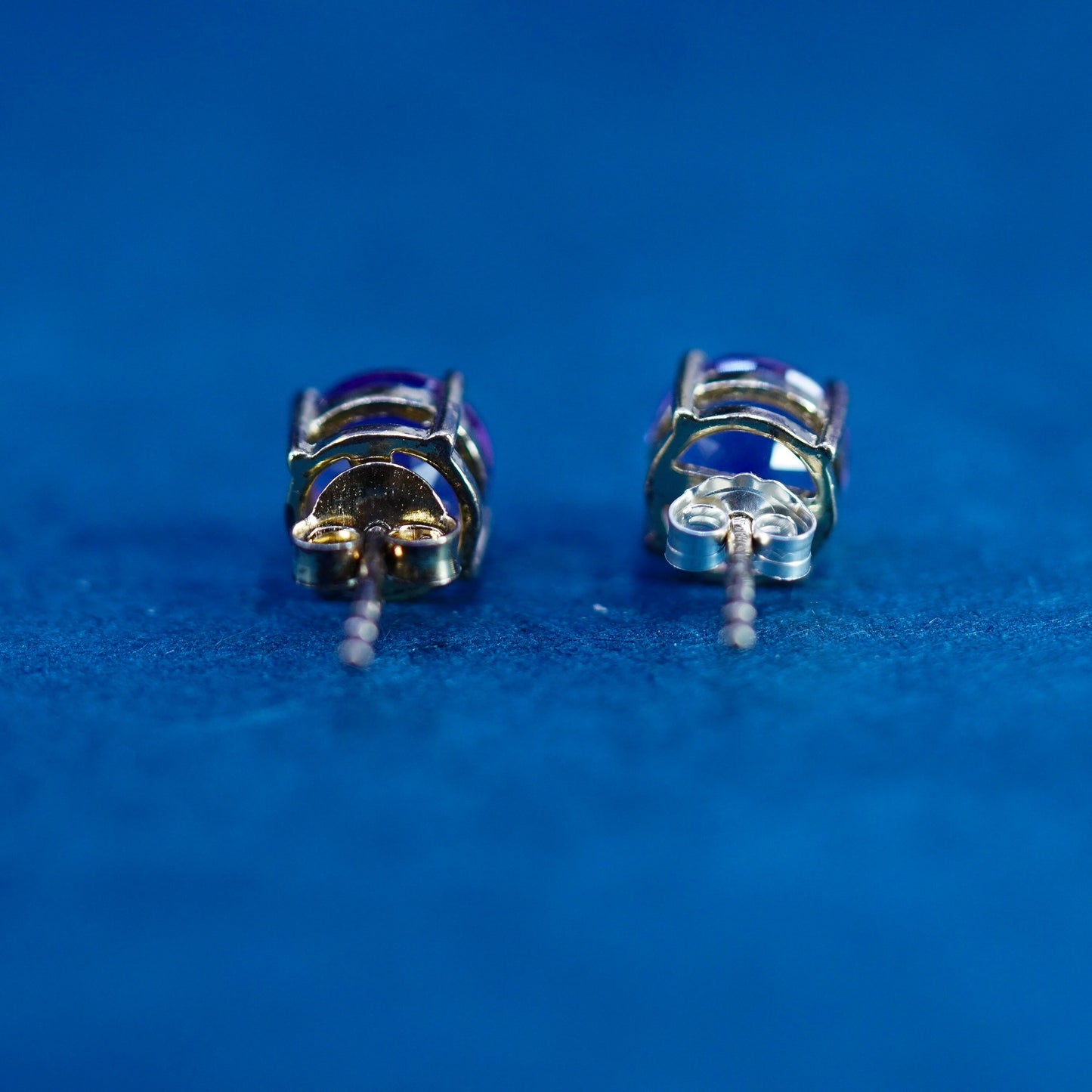 Vintage vermeil gold over Sterling silver handmade earrings, 925 studs amethyst