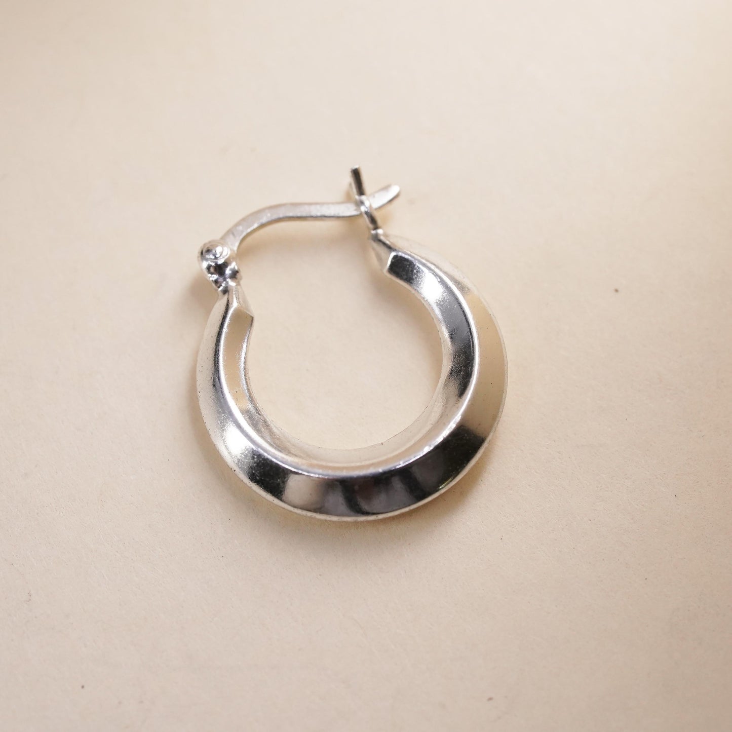 0.5", Vintage sterling silver single earring, fashion minimalist primitive hoop