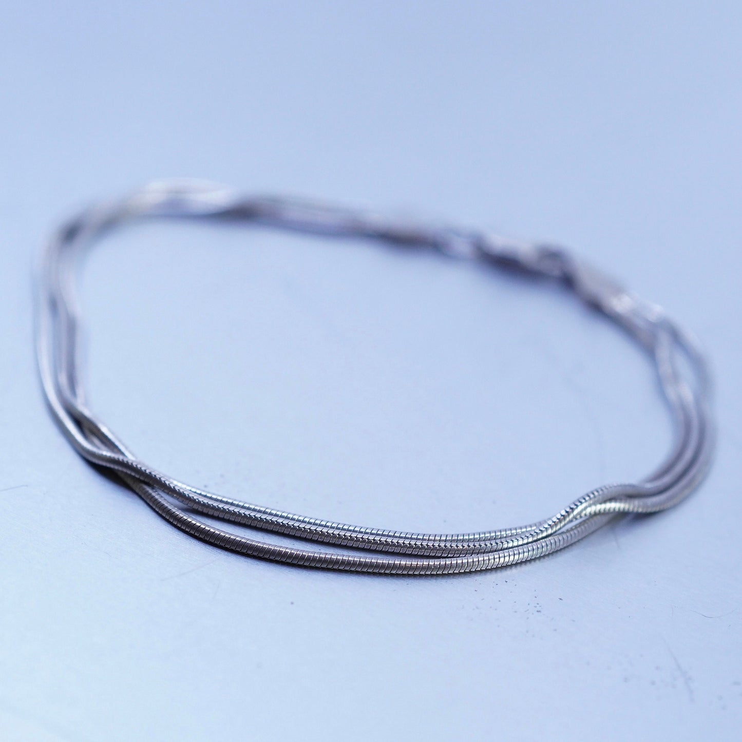 8”, Sterling 925 silver handmade bracelet, multi strands snake link chain