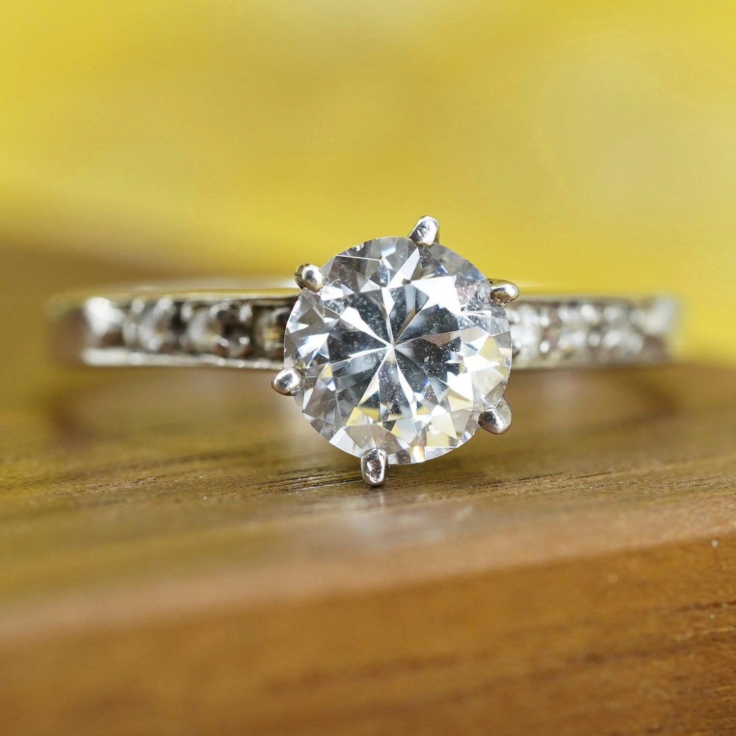 Size 10.5, vintage Sterling silver 925 engagement ring with cz