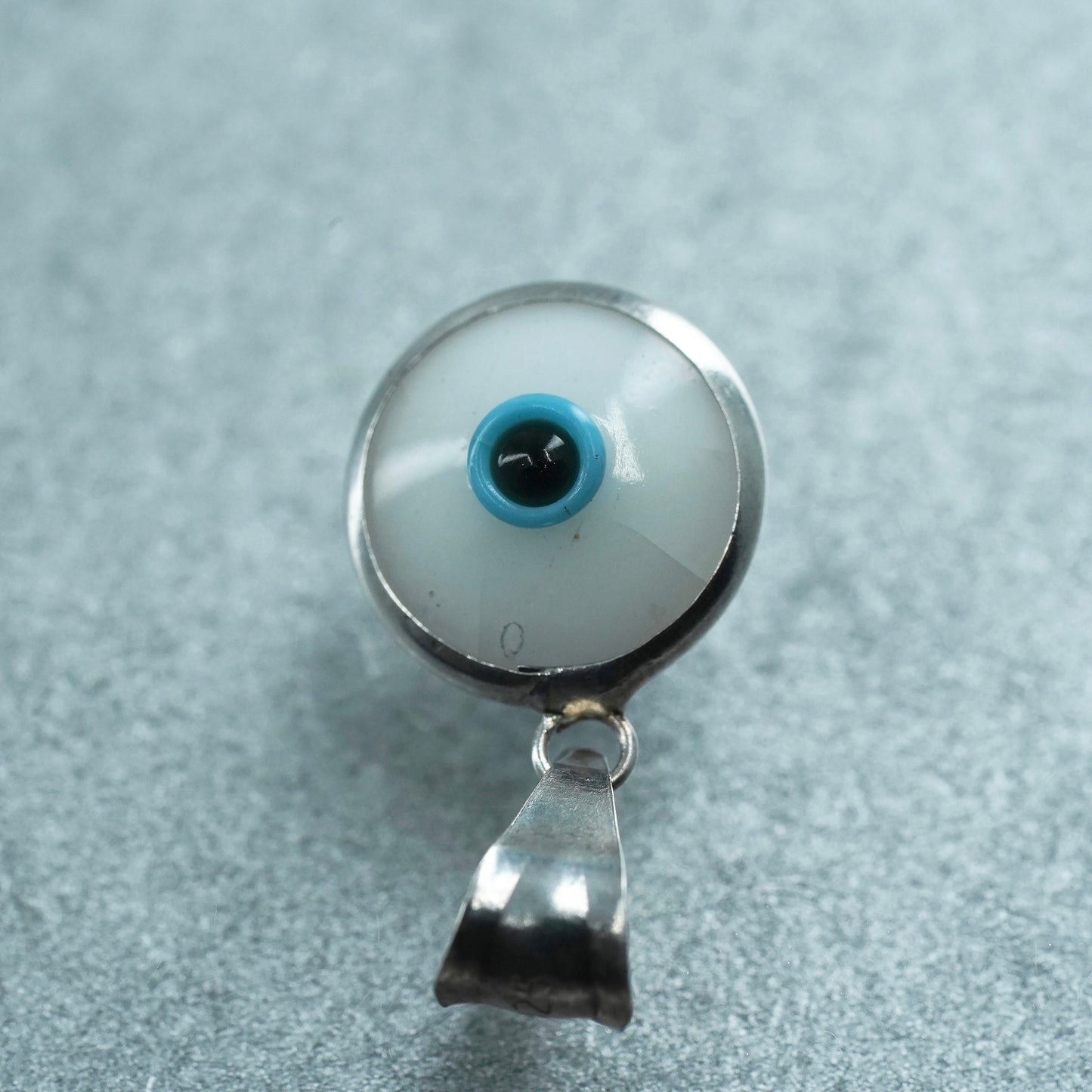 Vintage sterling 925 silver pendant with blue evil eye