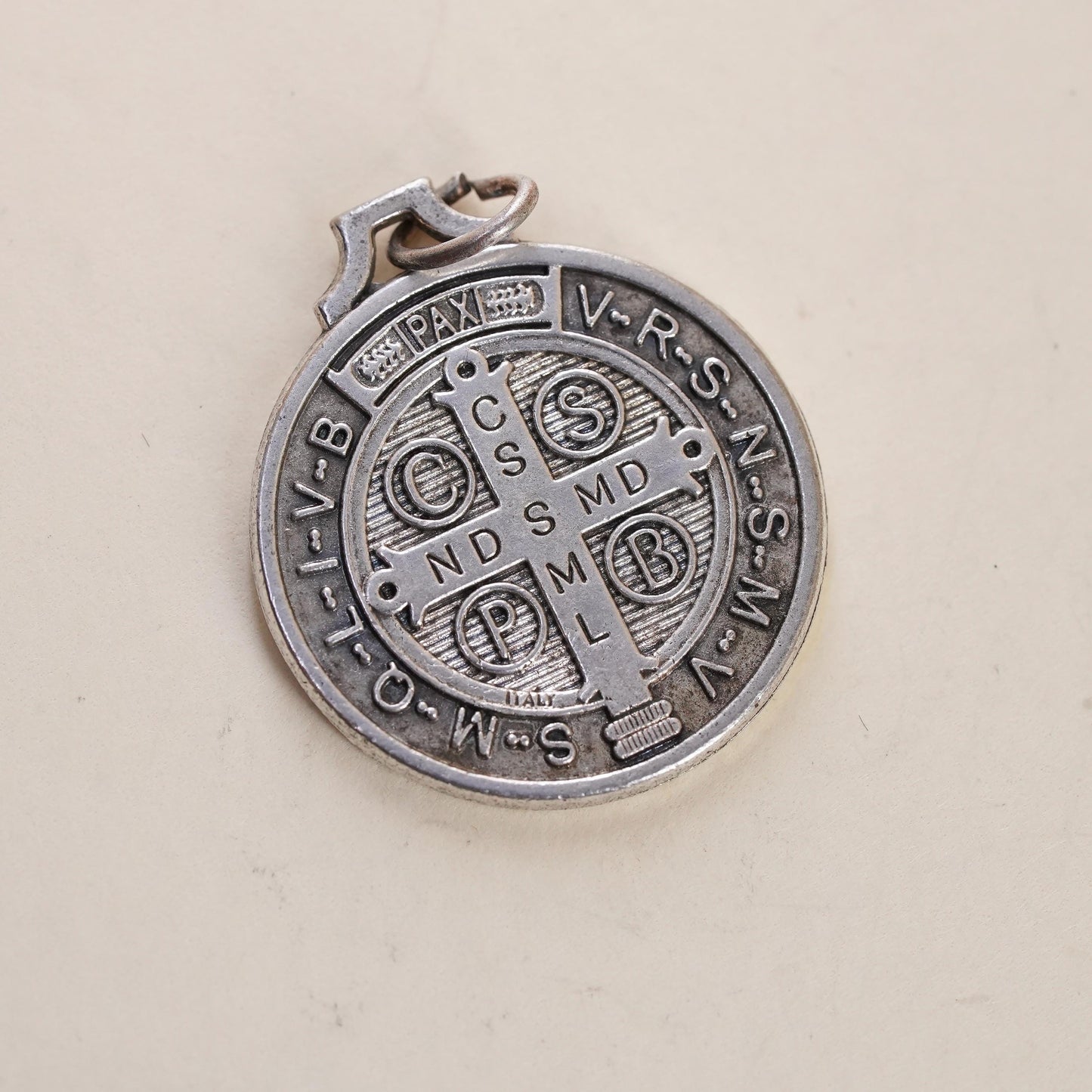 VTG Saint Benedict Pendant Sterling 925 Silver Catholic Charm Protection Medal