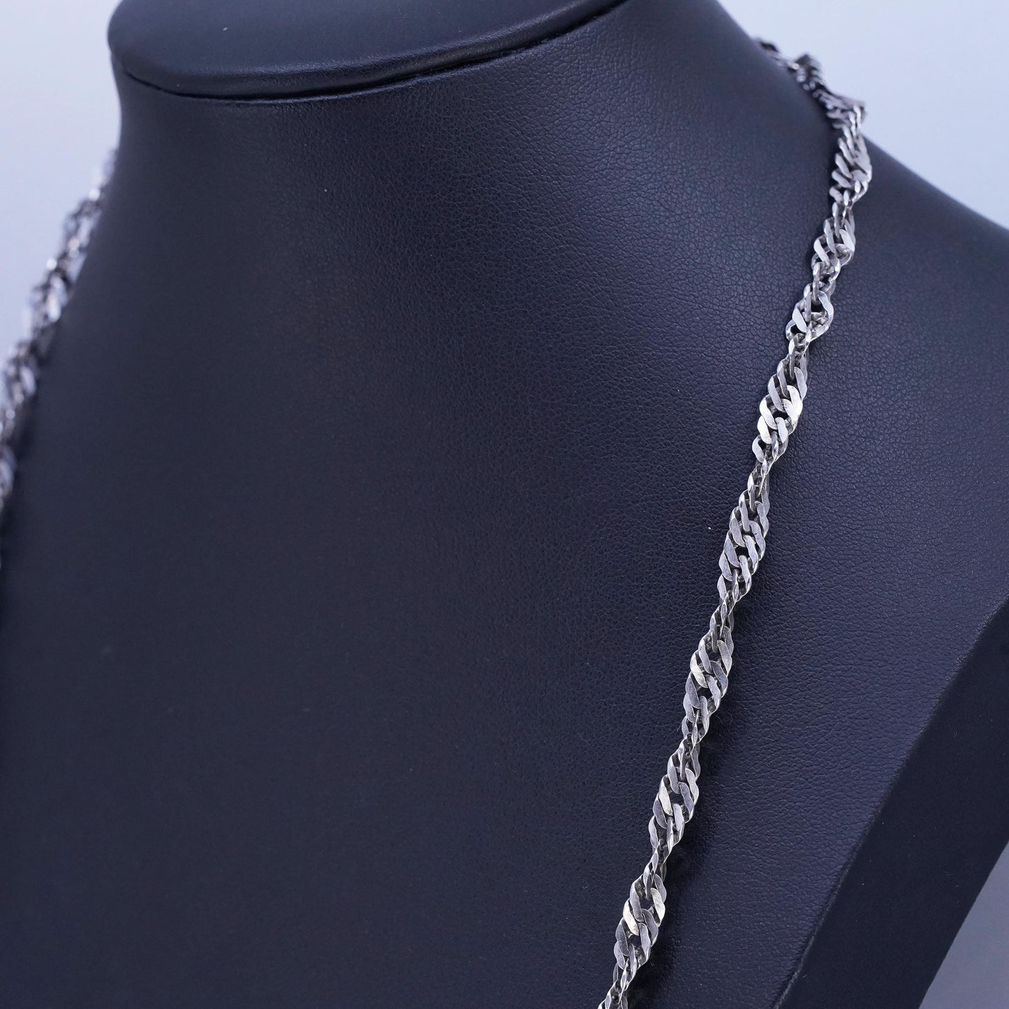 30" 5mm, vintage Italian Sterling 925 silver twisted curb chain necklace