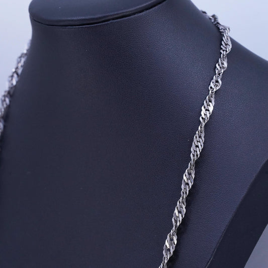 30" 5mm, vintage Italian Sterling 925 silver twisted curb chain necklace