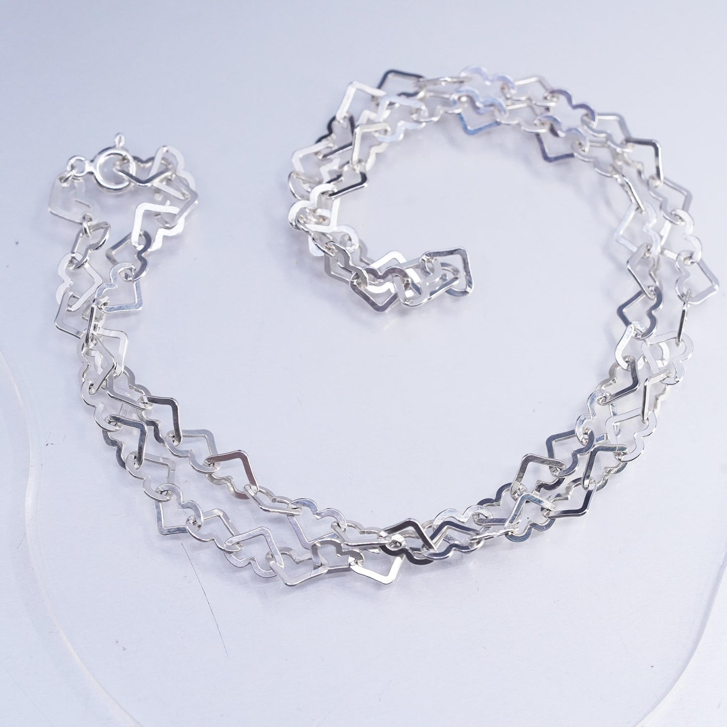 20" 6mm, vintage Milor Italian Sterling 925 silver heart chain necklace