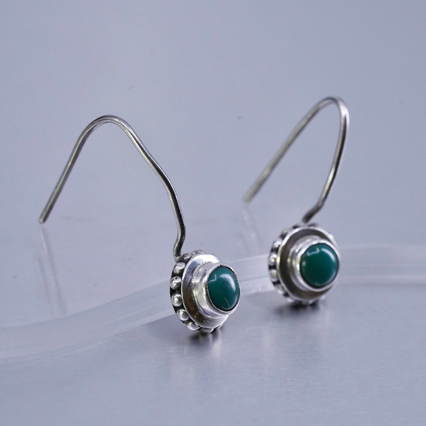 Vintage Sterling 925 silver handmade earrings with turquoise