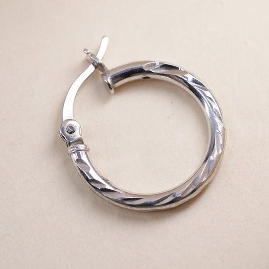 0.5", Vintage sterling silver loop single earring, minimalist textured hoop